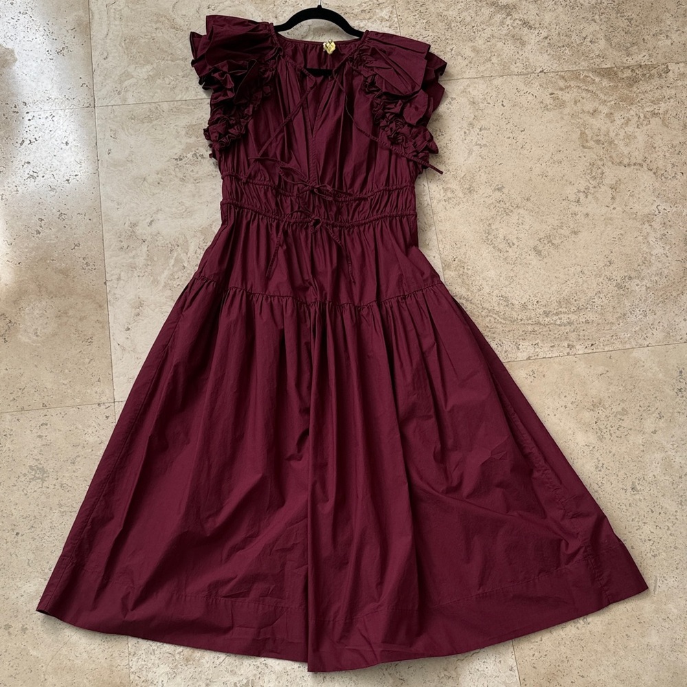Ulla Johnson Burgundy Ruffle Dress